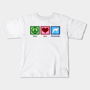 Peace Love Greyhounds Kids T-Shirt